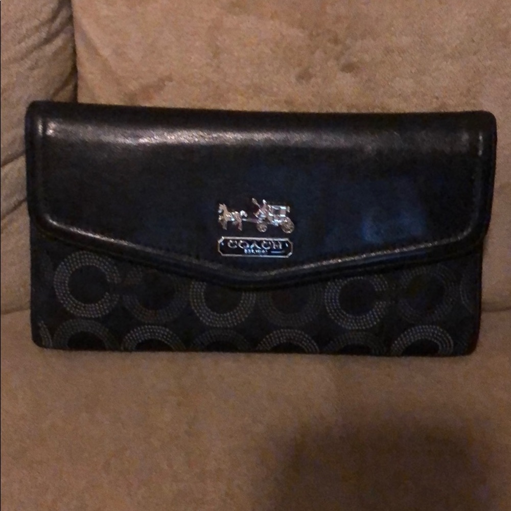Coach Wallet in Black Sateen